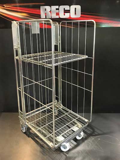 New 3 Sided A Frame Nestable Roll Cage with Shelf