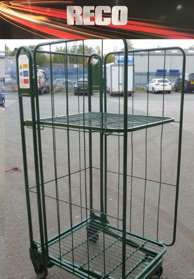 Green Colour Coded 3 Sided Rod Roll Cages shelf