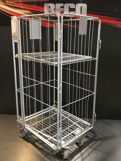 Used 4 Sided A Frame Nestable Roll Cages with Shelf