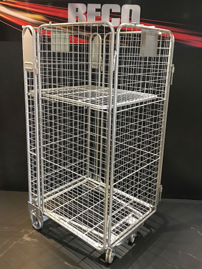 Used Security Mesh A Frame Nestable Roll Cages with Shelf