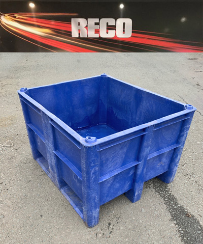Used Blue Dolav Style Plastic Pallet Boxes Complete with 3 Skids