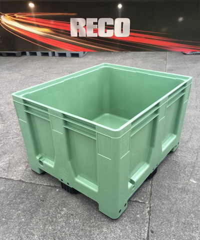 New Plastic Pallet Boxes Green – Rigid Solid Sided Pallet Box