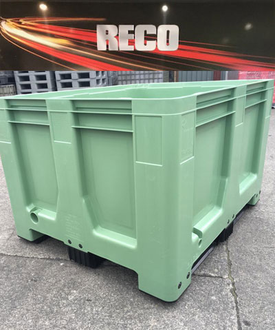 New Plastic Pallet Boxes Green – Rigid Solid Sided Pallet Box