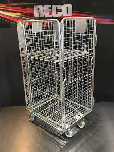 New Silver 4 Sided Mesh A Frame Nestable Roll Cage with Shelf