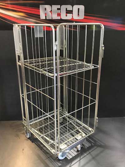 New 4 Sided A Frame Nestable Roll Cage with Shelf