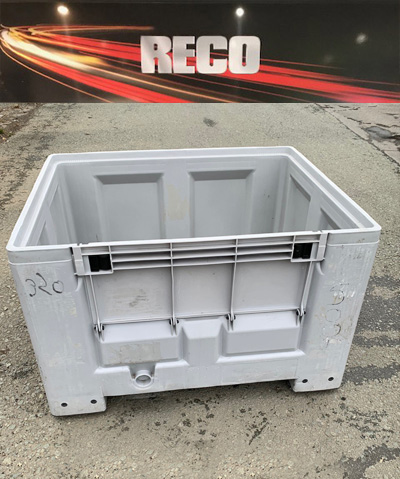 Used Plastic Pallet Boxes Grey with Half Drop Gate