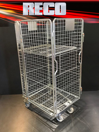 Used Security Mesh A Frame Nestable Roll Cage with Shelf