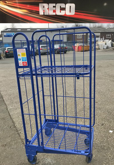Blue Colour Coded 3 Sided Rod Roll Cages shelf